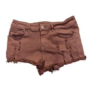 Angel Kiss Denim Shorts Distressed Frayed Hem Casual Mauve Sz 9 Fits 27"‎